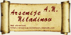 Arsenije Miladinov vizit kartica